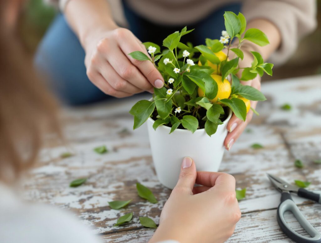 Transplanting the Lemon Seedling from the Cup